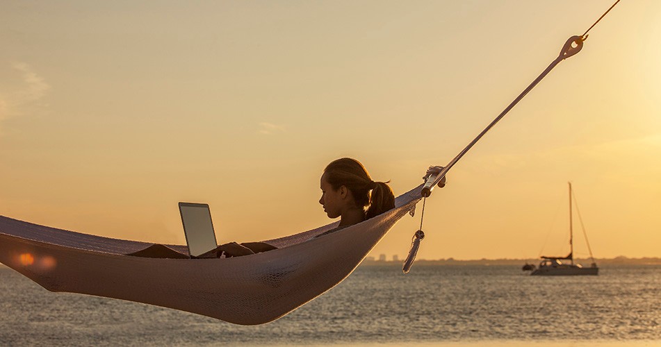 Picture of a woman working on an hammock  
