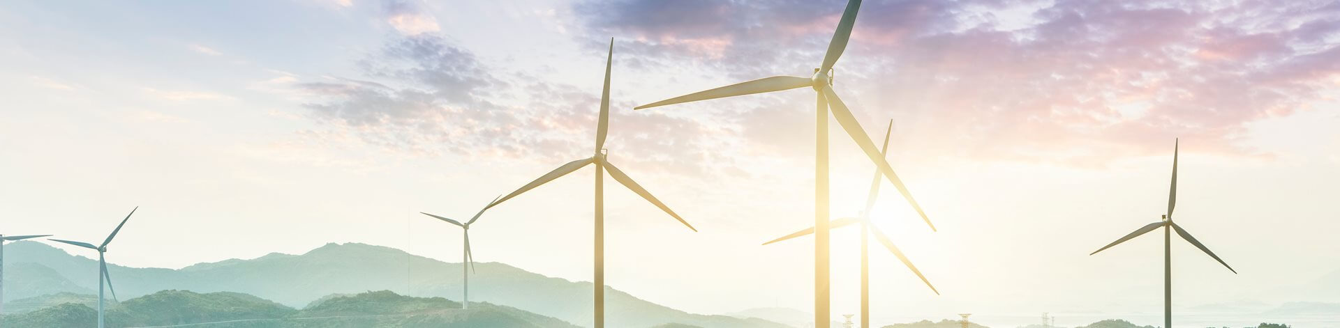 Wind turbines on hills