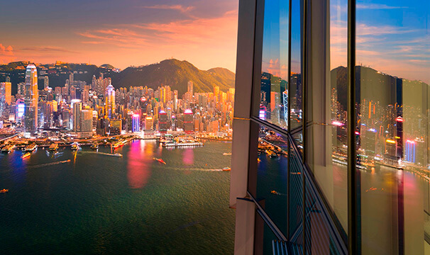 Ariel view of Hong Kong at night