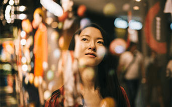 Woman looking at lights