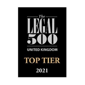 Top tier in UK from Legal 500 in 2021