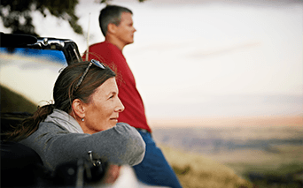 Couple looking forward