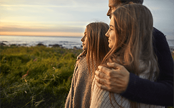 family looking into the distance
