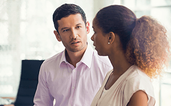 Unhappy couple talking