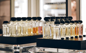 Rows of perfume bottles