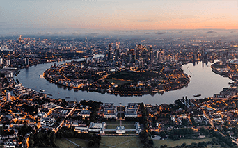 London skyline with Thames river