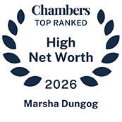Recognition badge with navy text on white background for Marsha Dungog ranked in Chambers High Net Worth Guide 2026