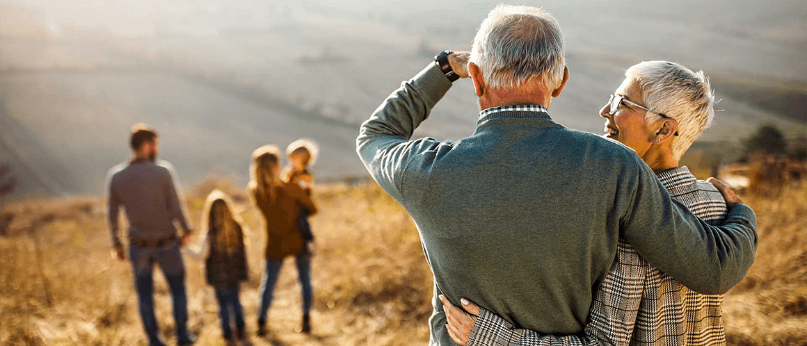 Generational family on walk