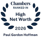 Recognition badge with navy text on white background for Paul Gordon Hoffman ranked in Chambers High Net Worth Guide 2026