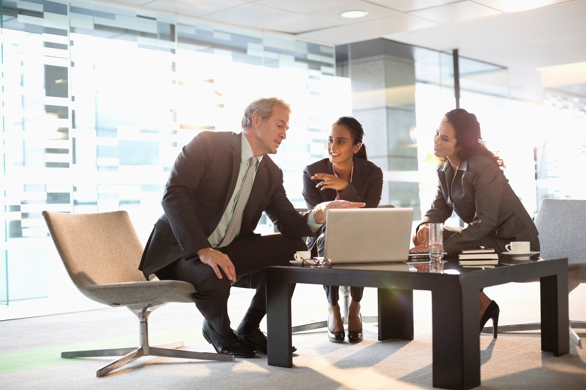 Professional advisors explaining something on laptop