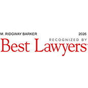 2026 Best Lawyers recognition badge for M. Ridgway Barker