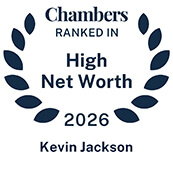 Recognition badge with navy text on white background for Kevin Jackson ranked in Chambers High Net Worth Guide 2026