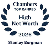 Recognition badge with navy text on white background for Stanley Bergman ranked in Chambers High Net Worth Guide 2026