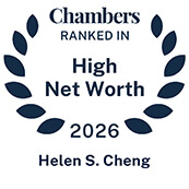 Recognition badge with navy text on white background for Helen Cheng ranked in Chambers High Net Worth Guide 2026