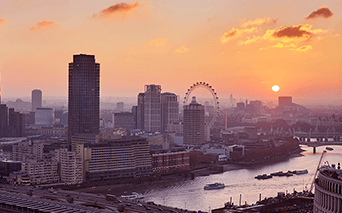 London city sunset with buildings