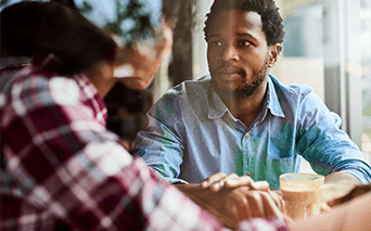 Man and lady having conversation