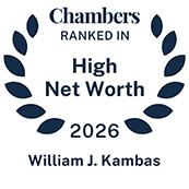Recognition badge with navy text on white background for Christina Cacchio ranked in Chambers High Net Worth Guide 2026