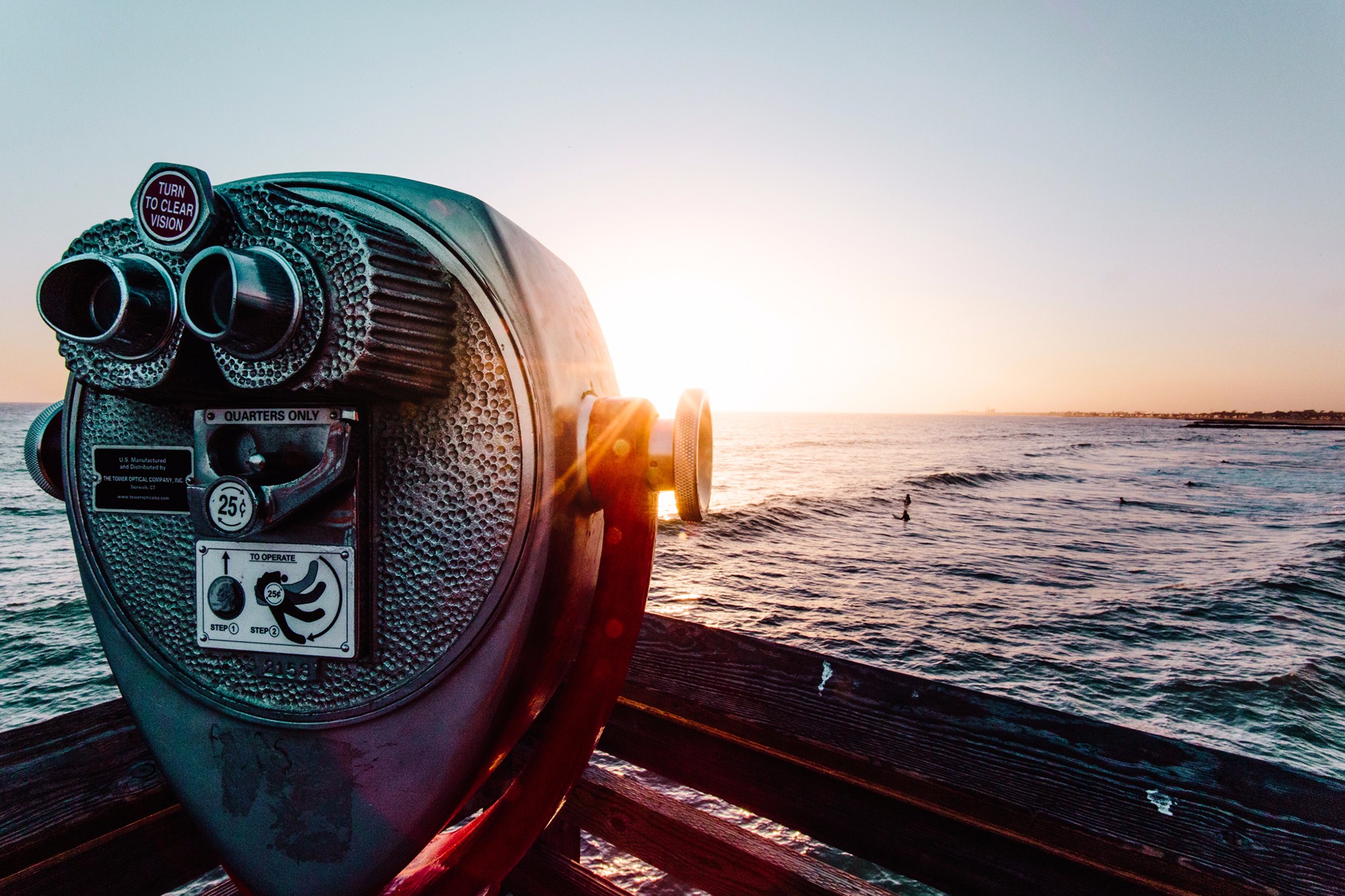 Binoculars looking out toward the ocean