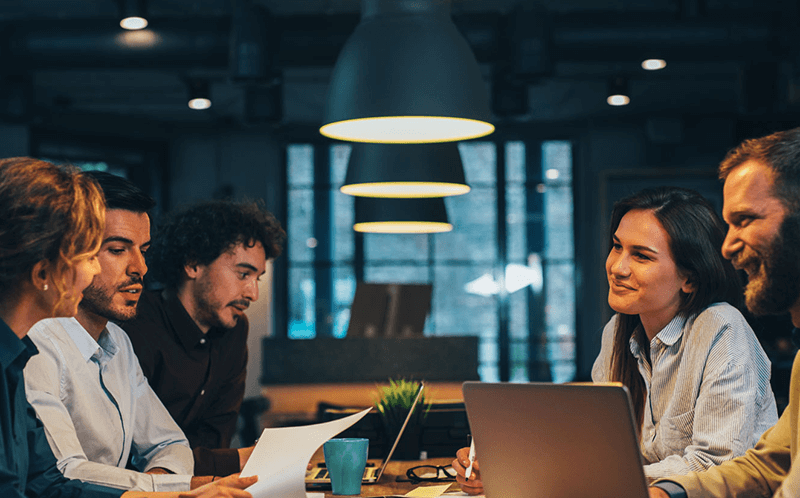 Men and women in business meeting