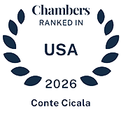 Chambers USA 2026 Ranked In USA badge for Conte Cicala, a San Francisco attorney recognized by Chambers and Partners