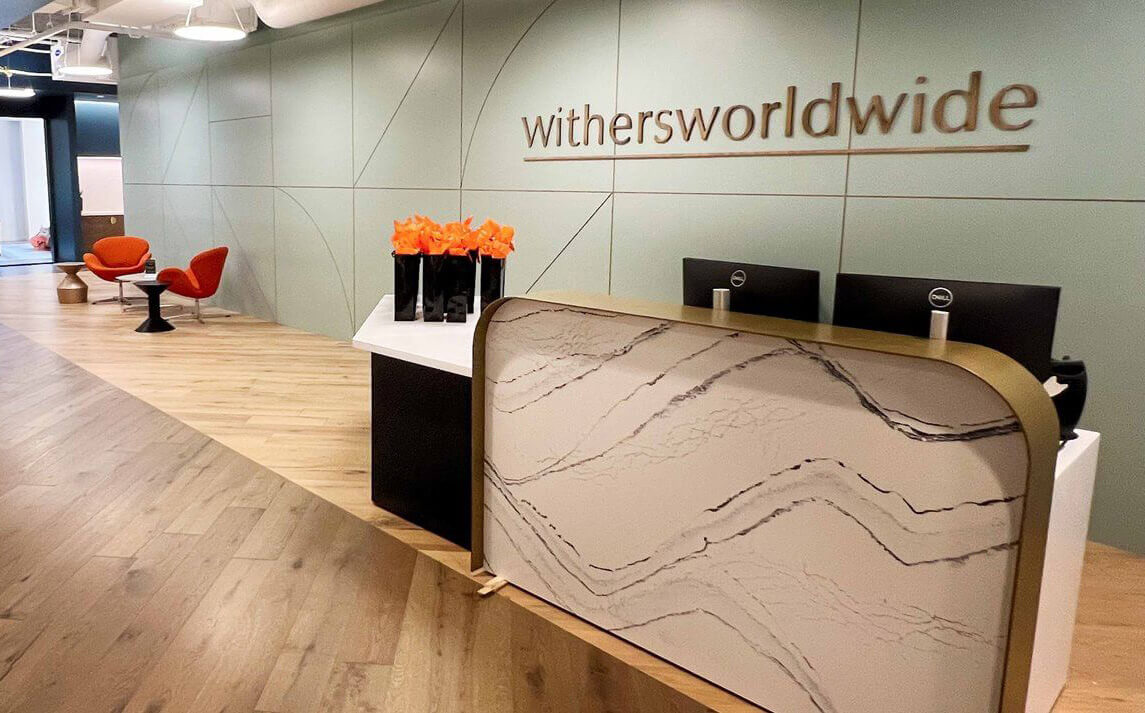 A picture of Withersworldwide reception desk