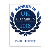 Paul Hewitt ranked in Chambers UK 2018