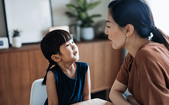 Child and parent speaking